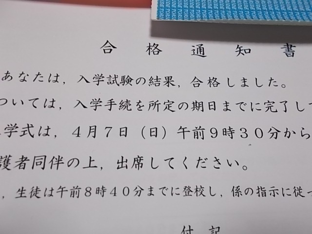 興坪だより 私立高校 合格通知 試験の体験を